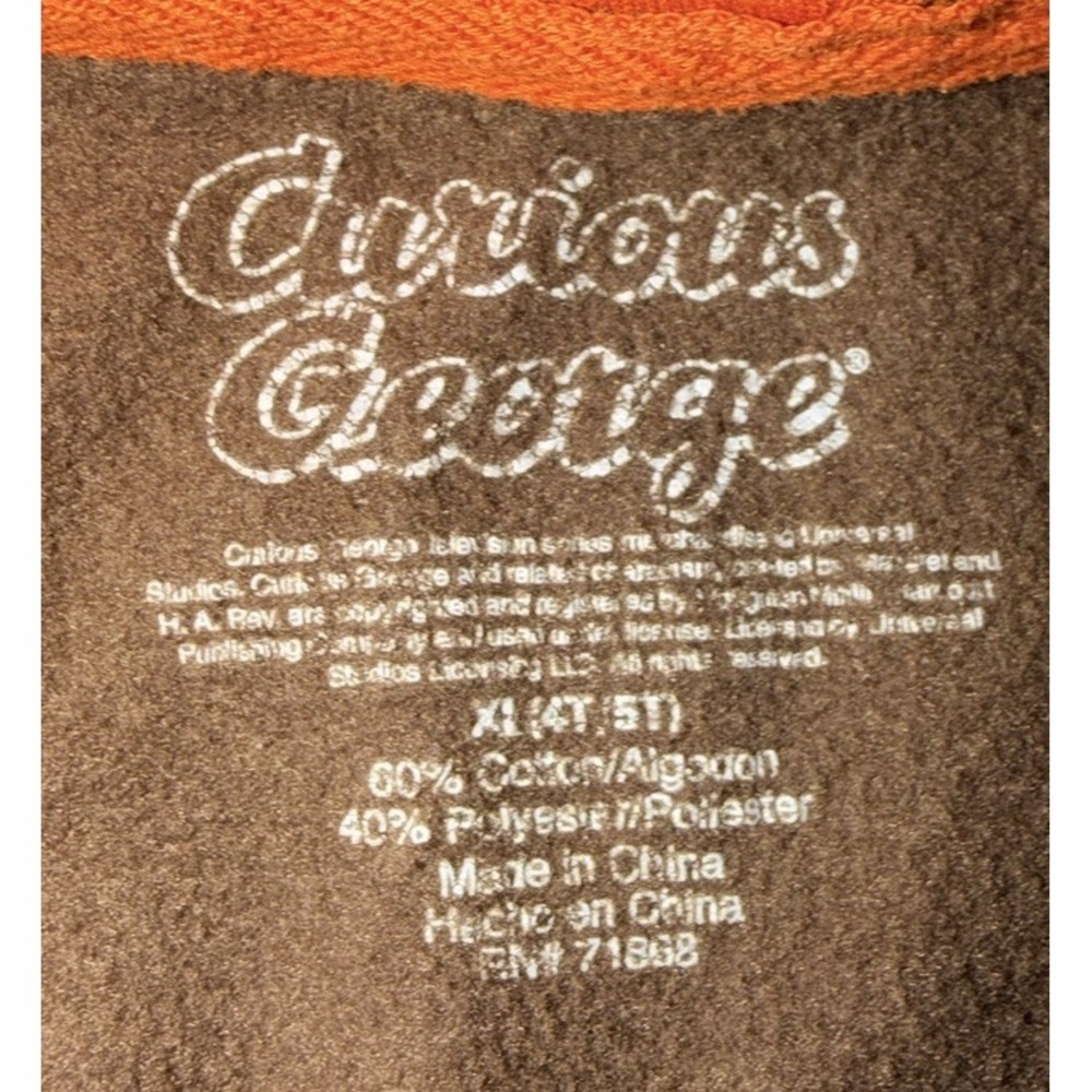 Curious George 4T/5T Full Zip Jacket Character Hoodie With Ears Boys Girl Y2K - Picture 4 of 4